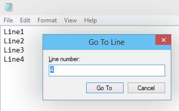 Go to Line number Option in Notepad